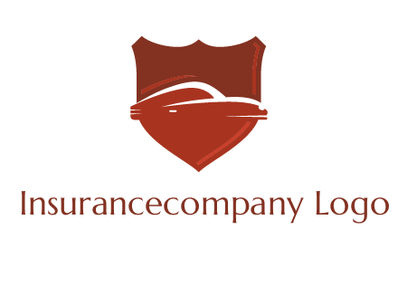 abstract car in middle of the shield icon