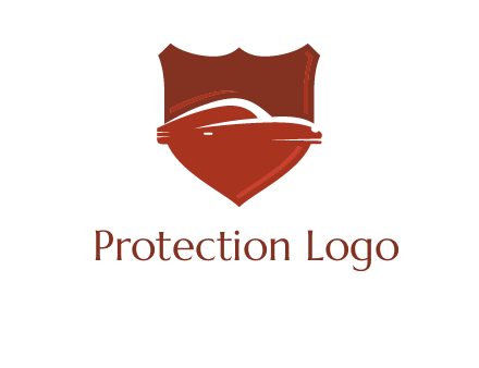 abstract car in middle of the shield icon