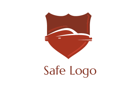 abstract car in middle of the shield icon