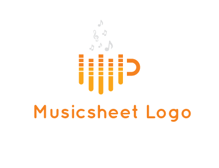 music bars forming coffee cup with notes logo