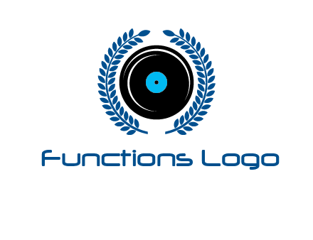 music disk inside laurel wreath logo