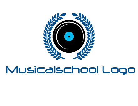 music disk inside laurel wreath logo