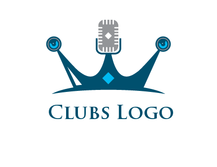mic and speaker merge with crown logo
