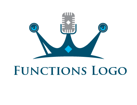 mic and speaker merge with crown logo