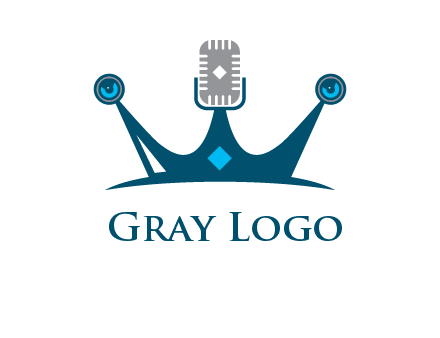 mic and speaker merge with crown logo