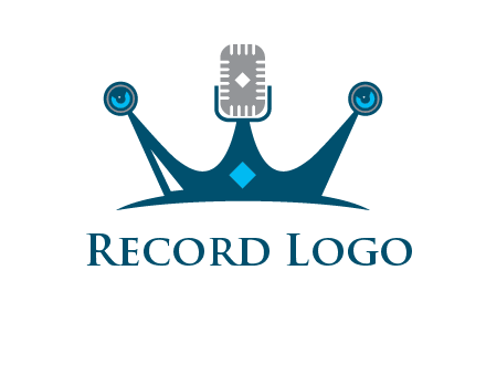mic and speaker merge with crown logo