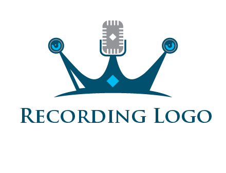 mic and speaker merge with crown logo
