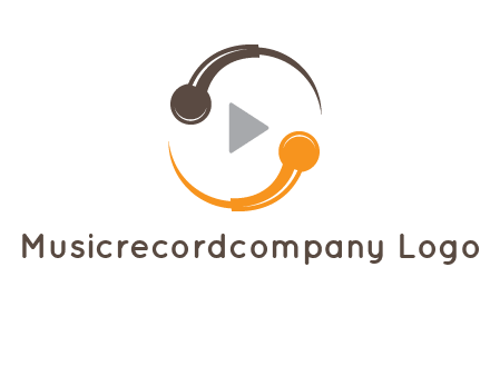 mic forming circle with play music icon logo