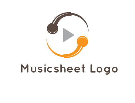 mic forming circle with play music icon logo