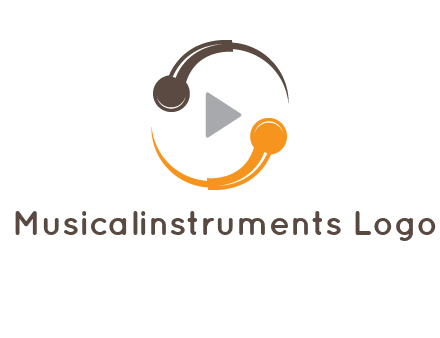 mic forming circle with play music icon logo