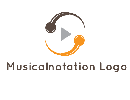 mic forming circle with play music icon logo