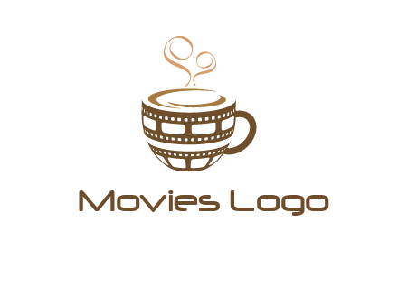 creative film reel coffee mug logo