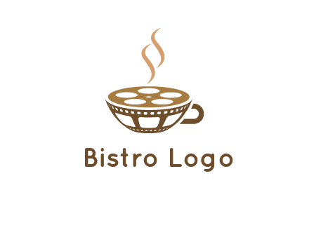 creative film reel coffee cup logo