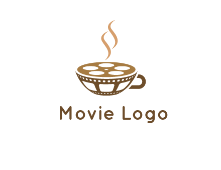 creative film reel coffee cup logo