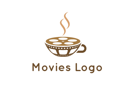 creative film reel coffee cup logo