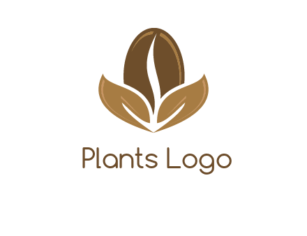 coffee bean and leaves logo