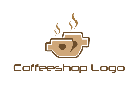 heart on coffee cups logo