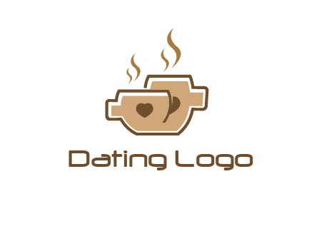 heart on coffee cups logo
