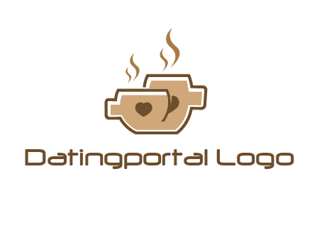 heart on coffee cups logo