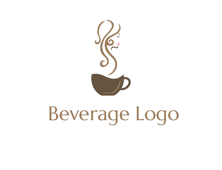 woman steam shape on coffee logo