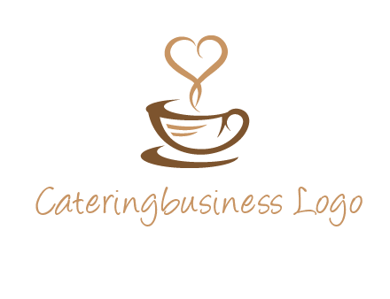 heart shape steam on coffee cup logo