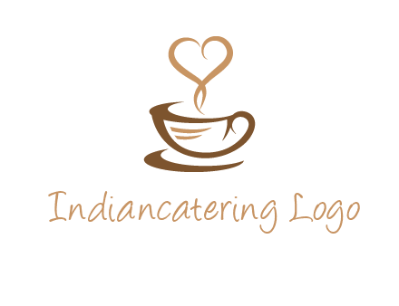 heart shape steam on coffee cup logo