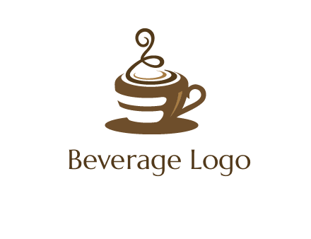 curly steam on coffee cup logo