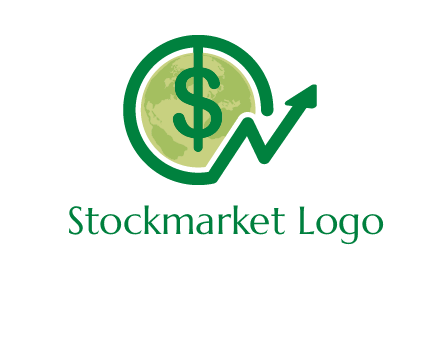 dollar in front of globe logo