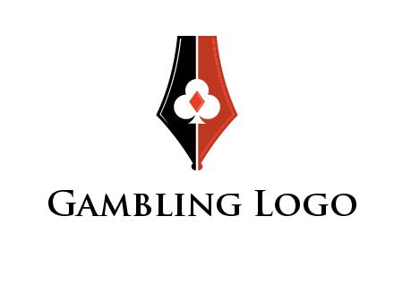 playing card symbols inside pen icon