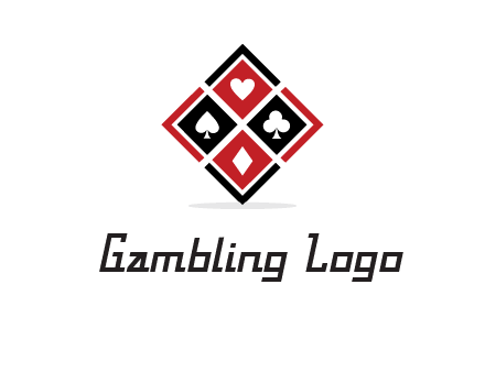 card suits in rhombus shape logo
