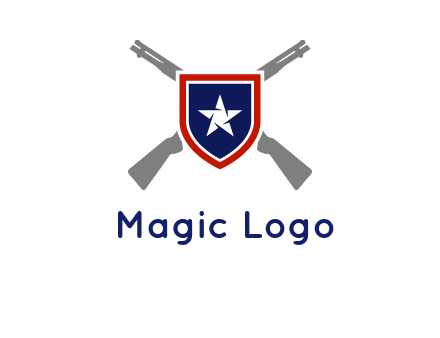 star in shield and guns emblem logo