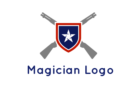star in shield and guns emblem logo