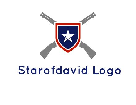 star in shield and guns emblem logo