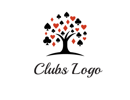 gambling card sign on tree logo