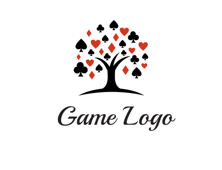 gambling card sign on tree logo