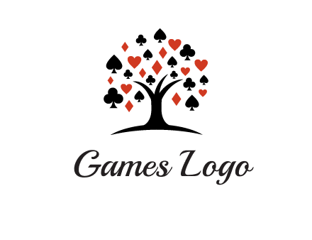 gambling card sign on tree logo
