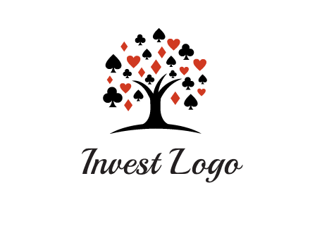 gambling card sign on tree logo