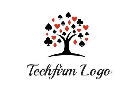 gambling card sign on tree logo