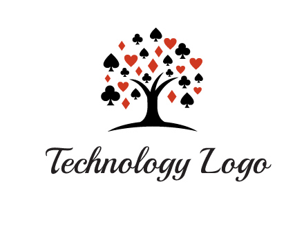 gambling card sign on tree logo