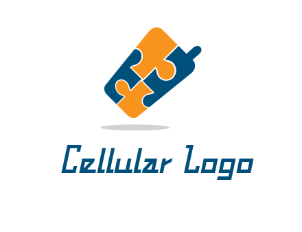 puzzle pieces in mobile shape logo