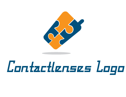 puzzle pieces in mobile shape logo