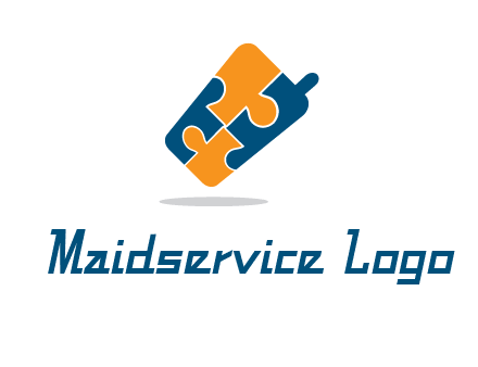 puzzle pieces in mobile shape logo