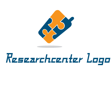 puzzle pieces in mobile shape logo