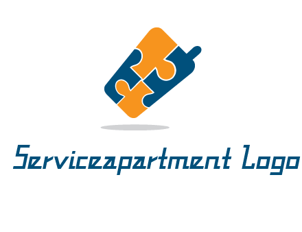 puzzle pieces in mobile shape logo