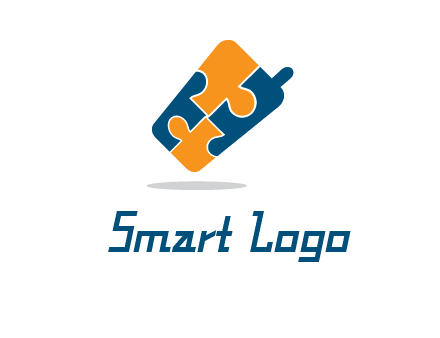puzzle pieces in mobile shape logo