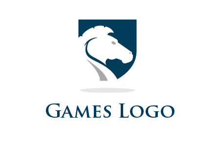 horse face in shield logo