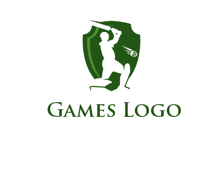 cricket player in shield logo