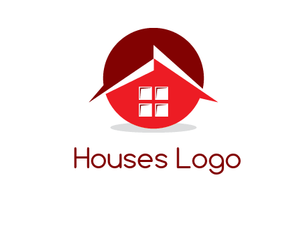 Abstract roof and window in circle logo