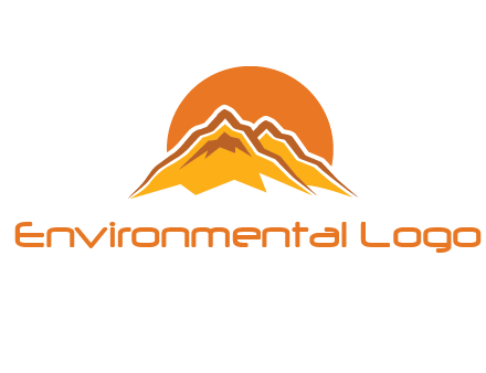 rocky mountains with sunrise icon