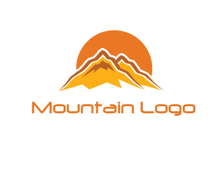 rocky mountains with sunrise icon